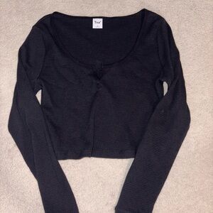 TNA Waffle Scoopneck Longsleeve - Black